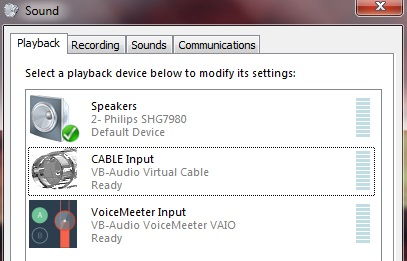 make sure VoiceMeeter Input is enabled under Playback tab in Sound settings