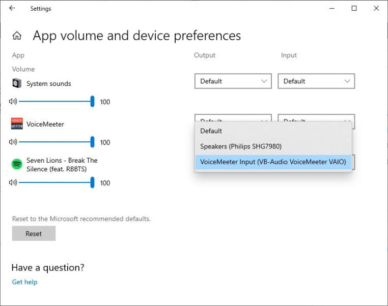 Spotify Output as VoiceMeeter  - Stream Spotify Through Your Mic