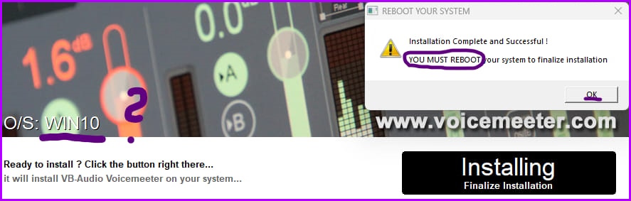 REBOOT After Installing VoiceMeeter