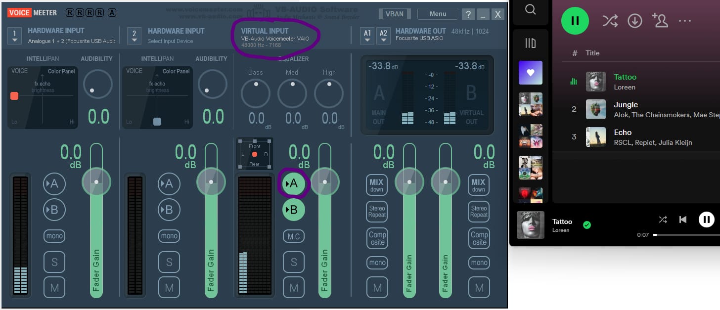 How to Play Spotify Through Mic - VoiceMeeter Circle A