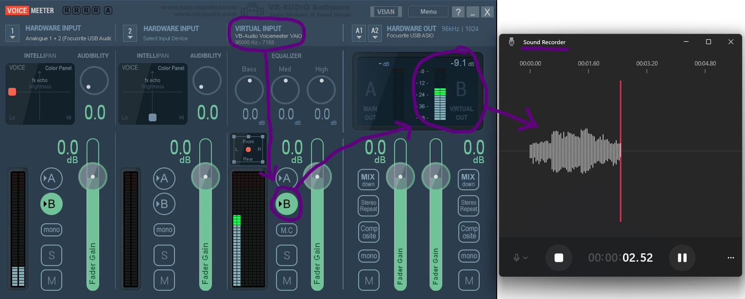 Spotify Firefox Output VoiceMeeter Input - Sound Recorder