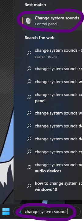 Stereo Mix Step 1 - Search - Change System Sounds